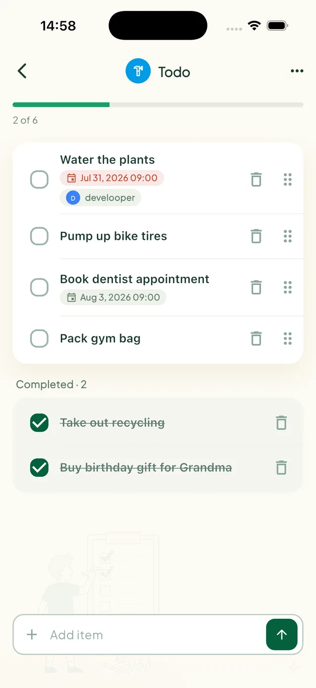 Familien-To-do-Liste mit Zuständigen