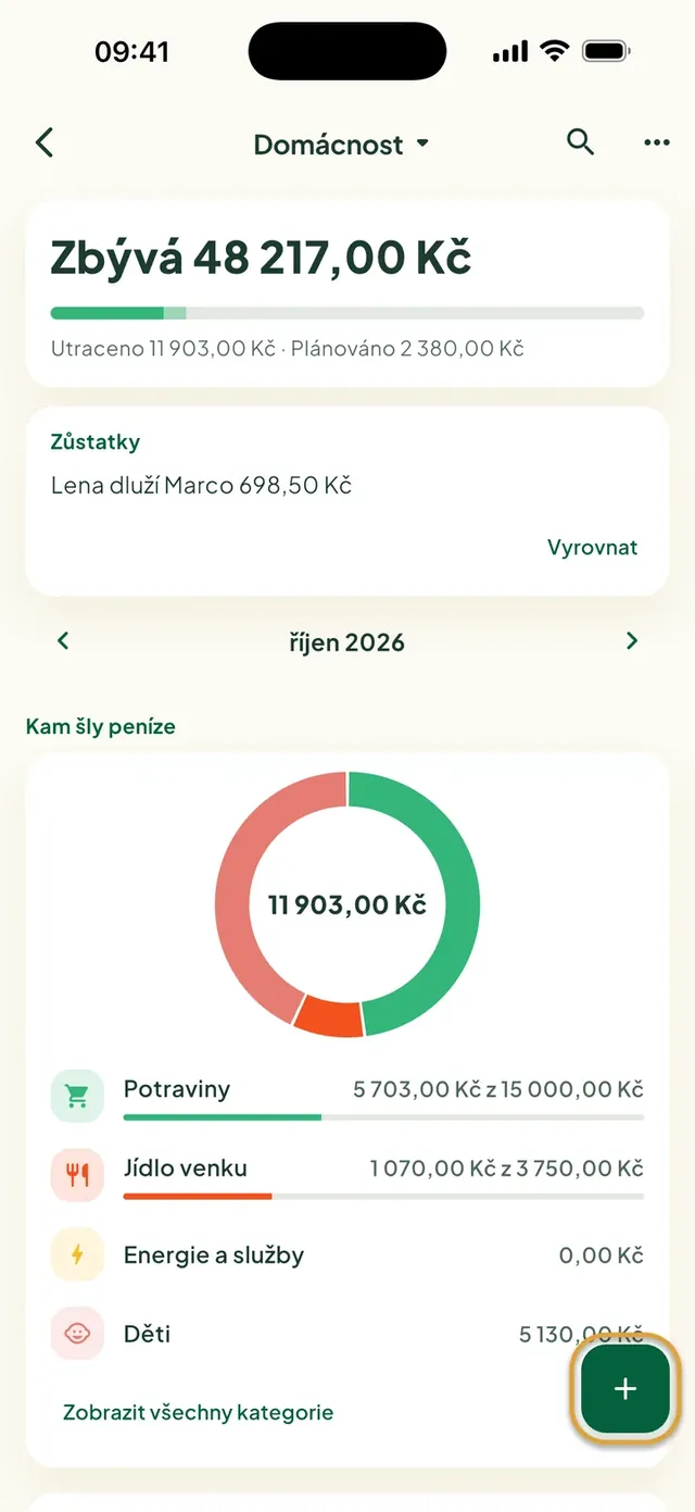 Rodinný rozpočet v aplikaci Daili