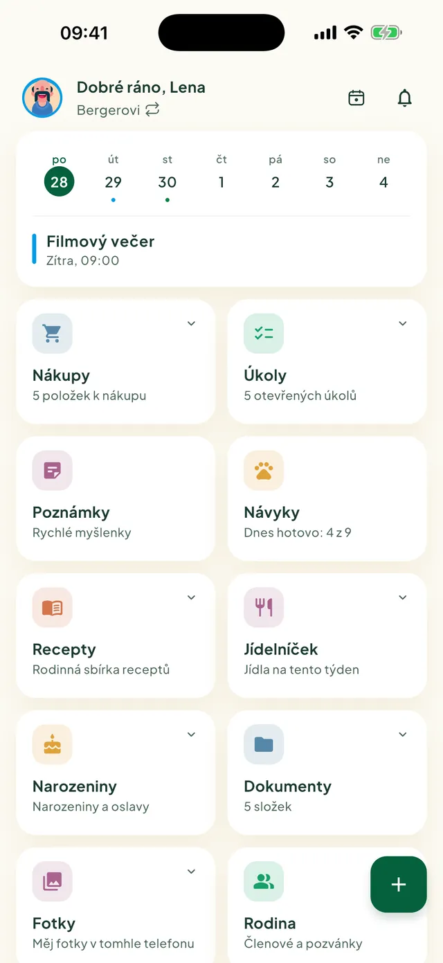 Úvodní obrazovka aplikace Daili