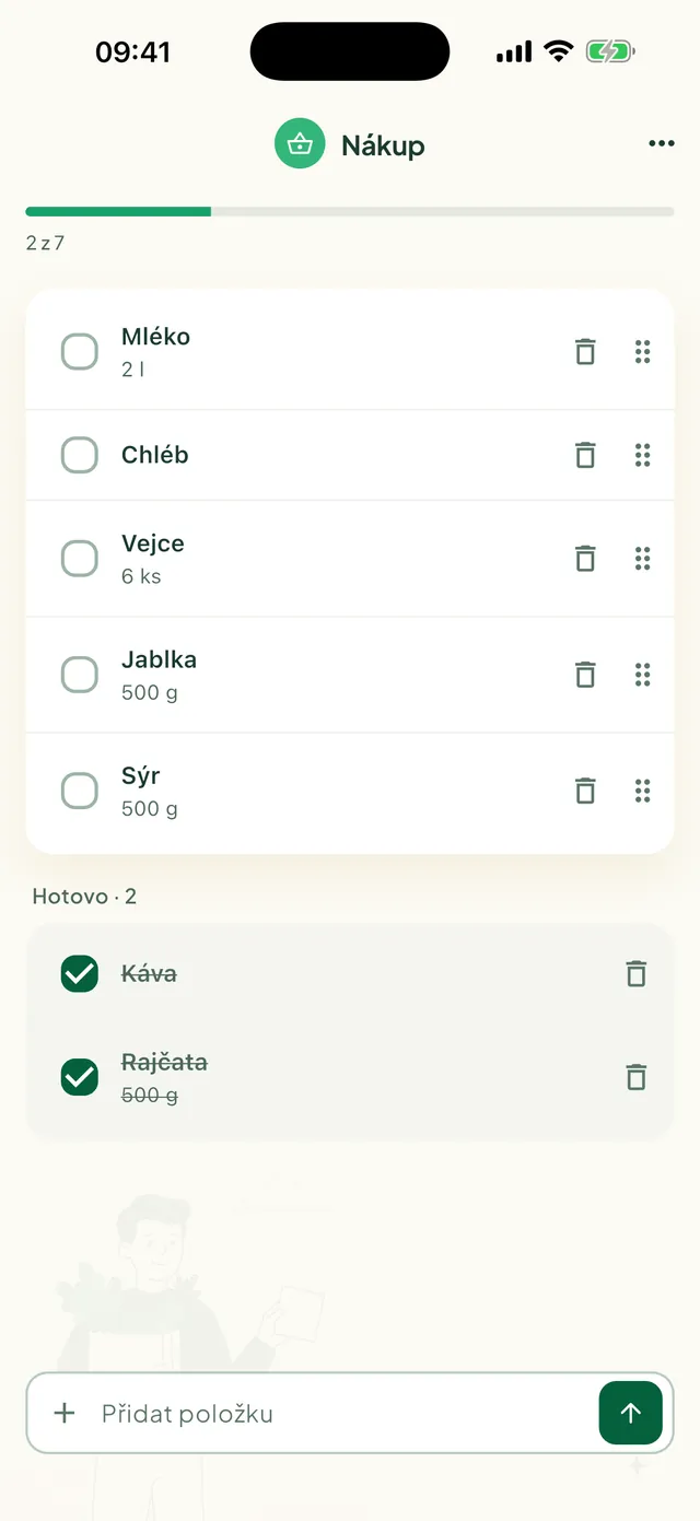 Sdílený nákupní seznam v aplikaci Daili