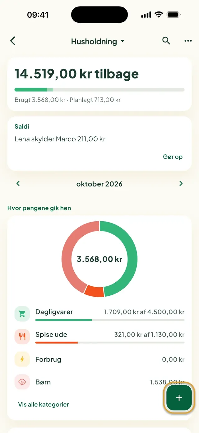 Et familiebudget i Daili-appen