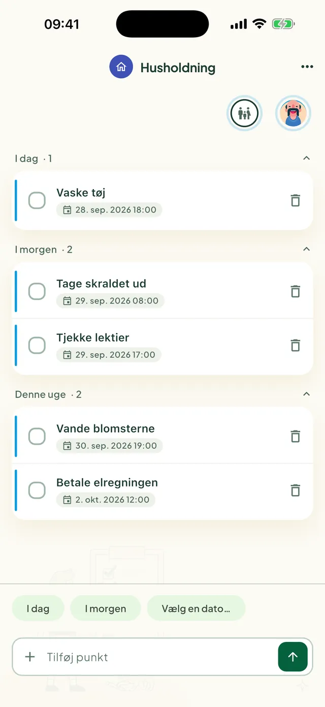 En fælles opgaveliste i Daili-appen