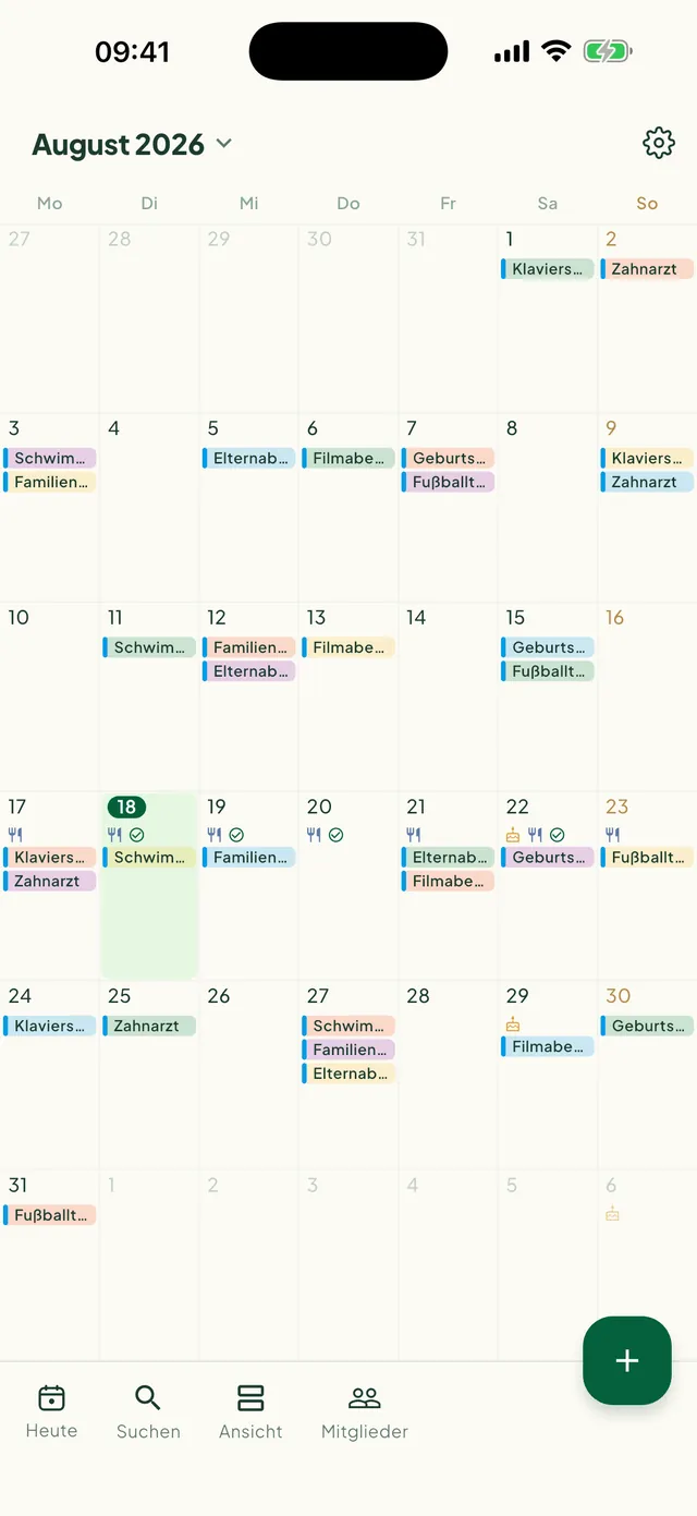 Monatskalender mit Termin-Pillen