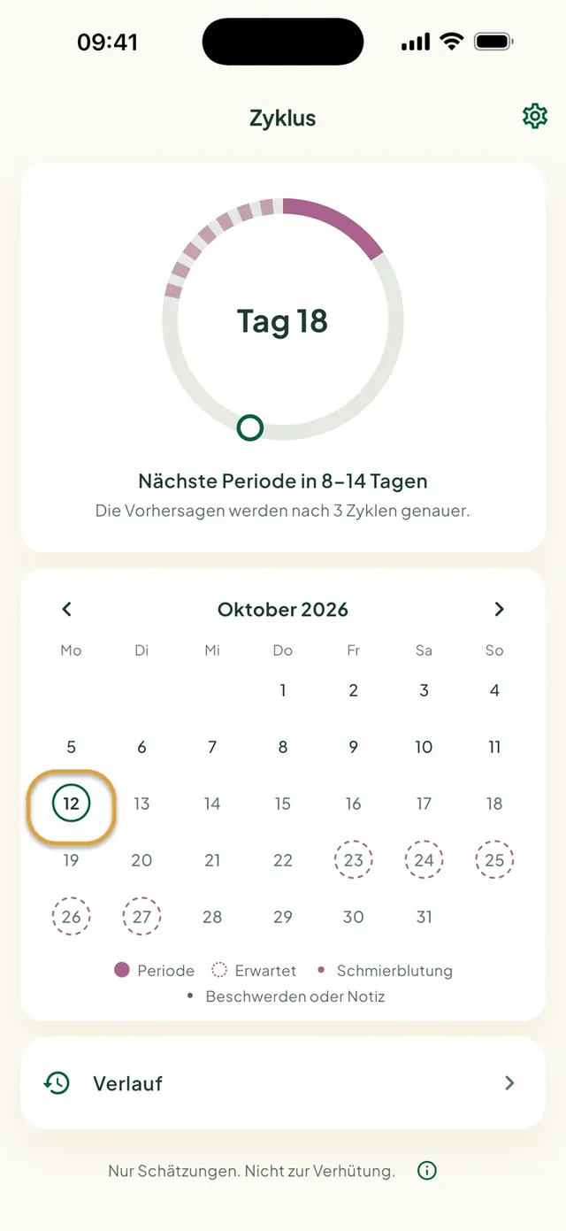 Der private Zykluskalender in der Daili-App