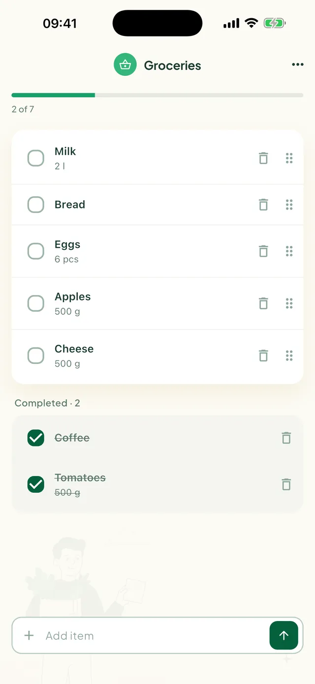 Shared shopping list
