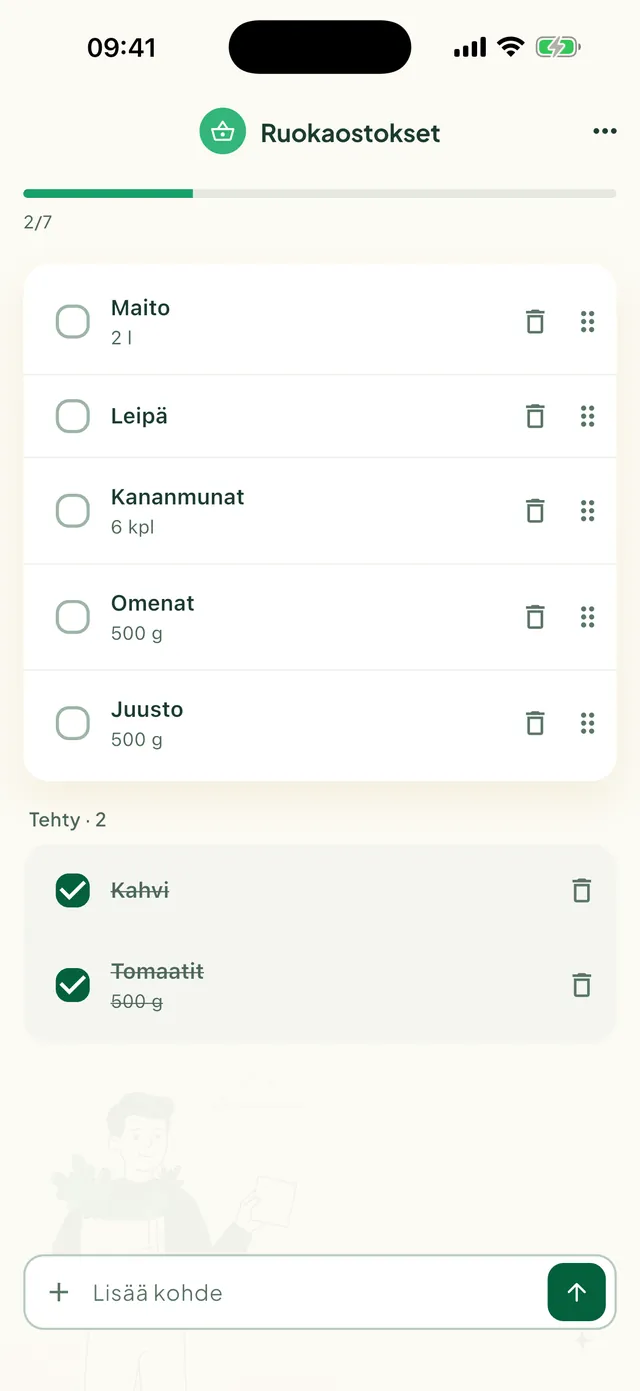 Yhteinen ostoslista Daili-sovelluksessa