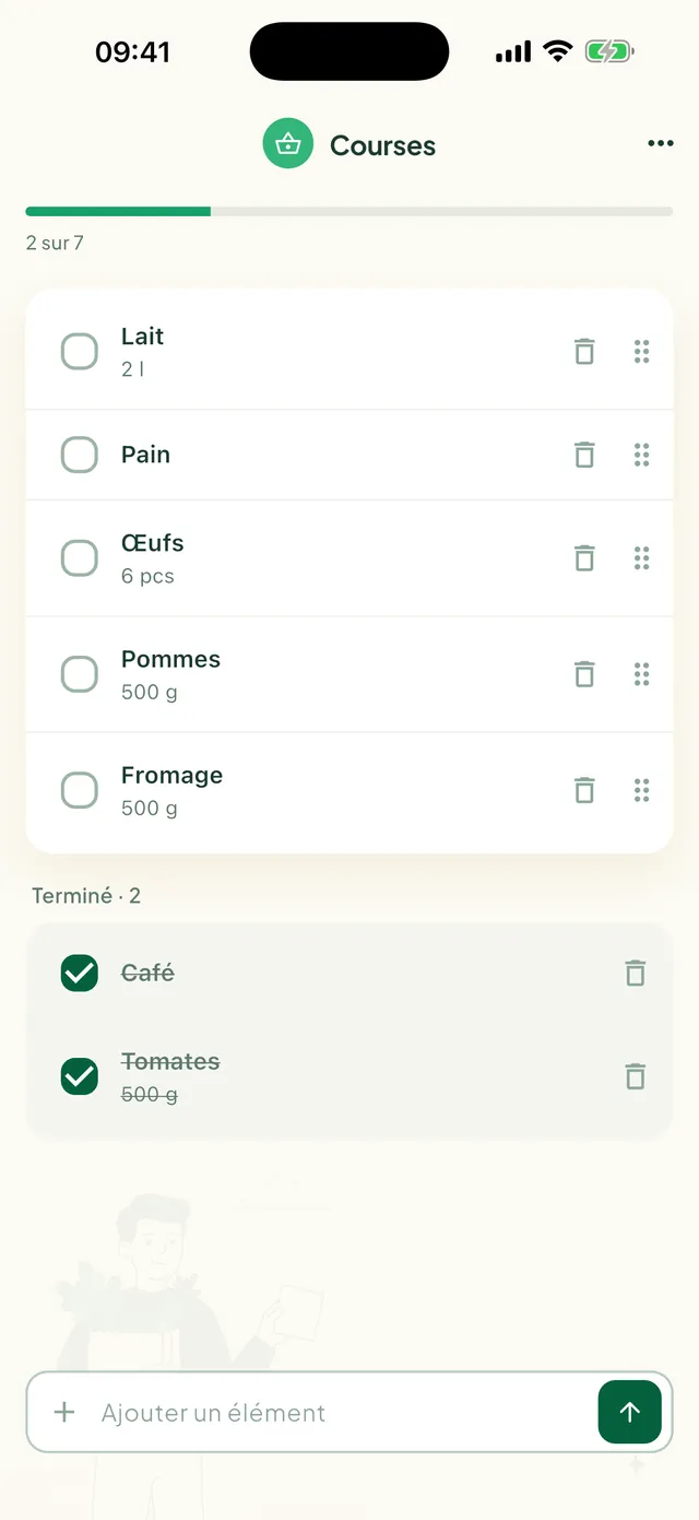Liste de courses partagée