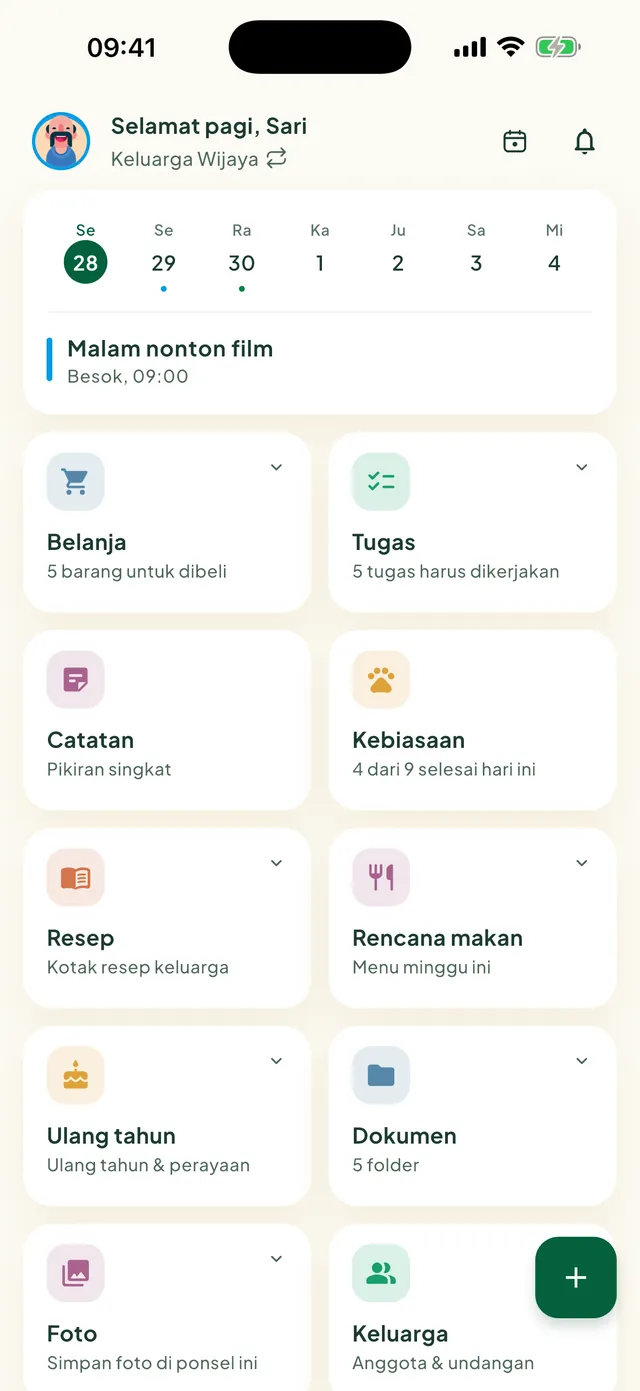 Layar beranda aplikasi Daili