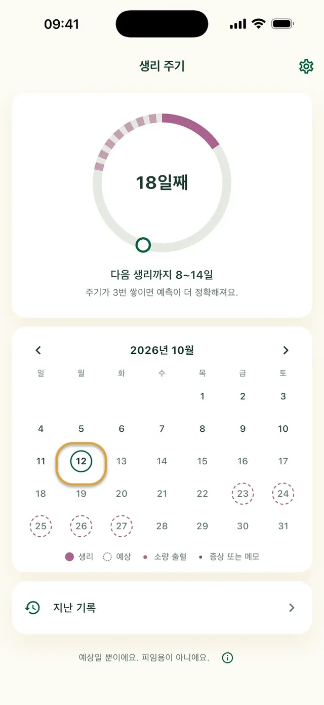 Daili 앱의 나만 보는 생리 주기 기록