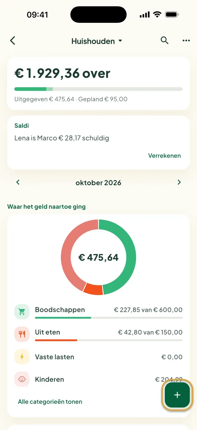 Een gezinsbudget in de Daili-app