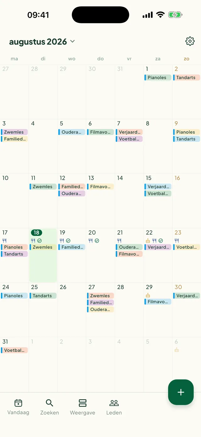 Maandagenda met gekleurde afspraken