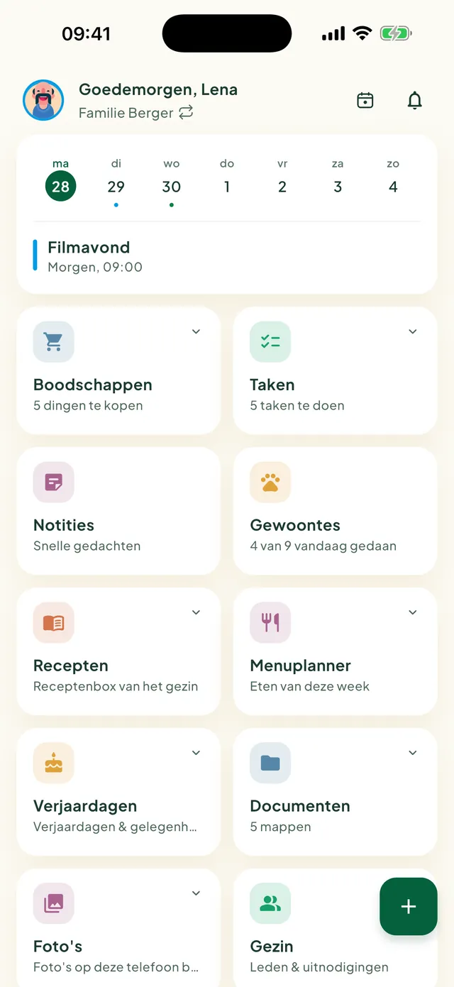 Het startscherm van de Daili-app