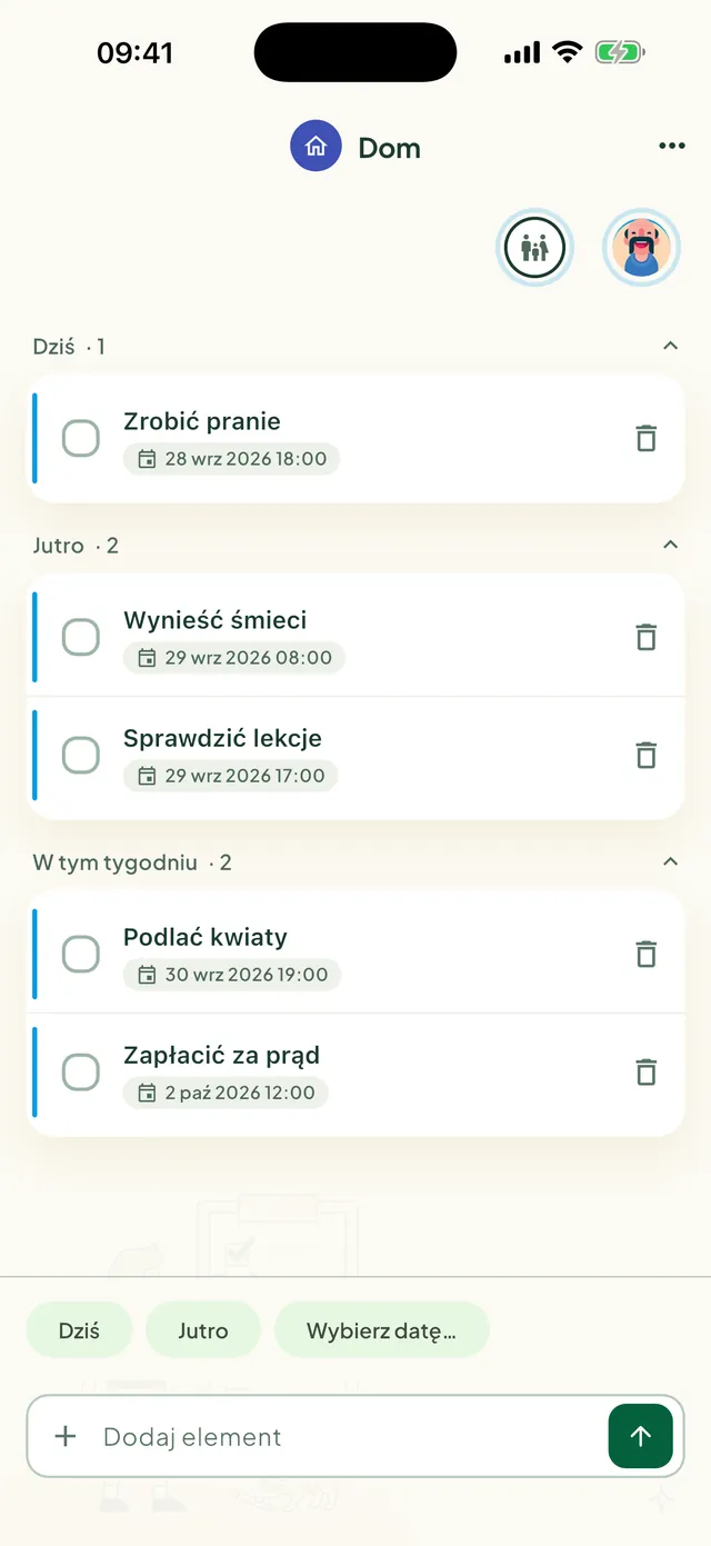 Wspólna lista zadań w aplikacji Daili