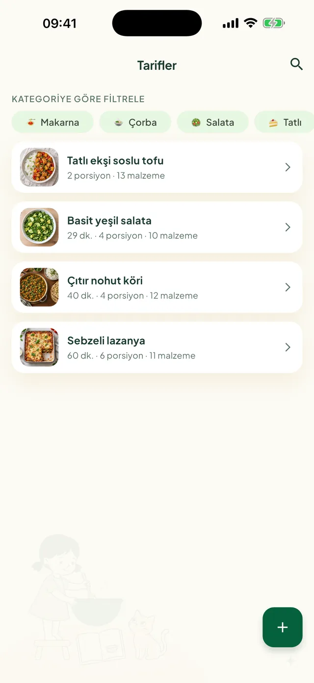 Daili uygulamasında kayıtlı tarifler