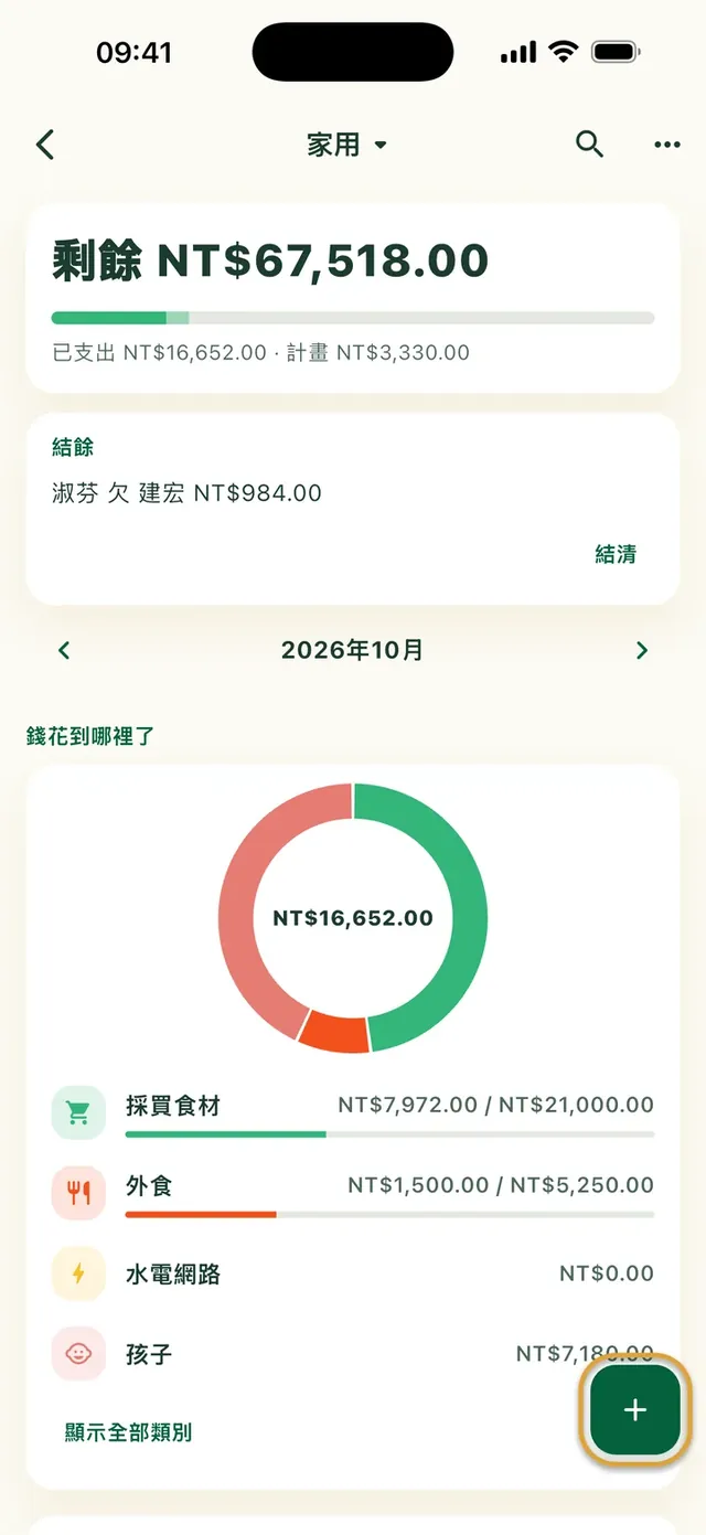 Daili App 中的家庭預算