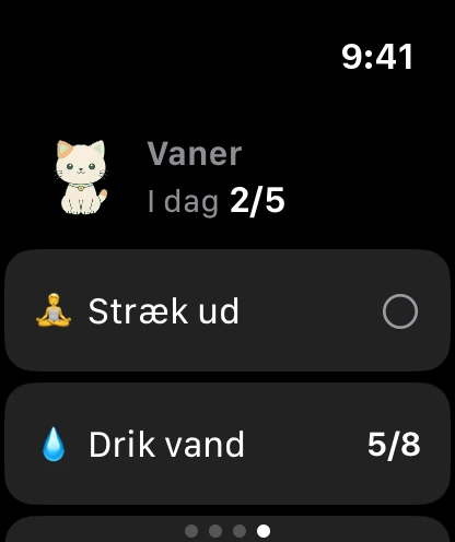 Siden Vaner på uret: Minzi, 2 af 5 klaret i dag og de første vaner.