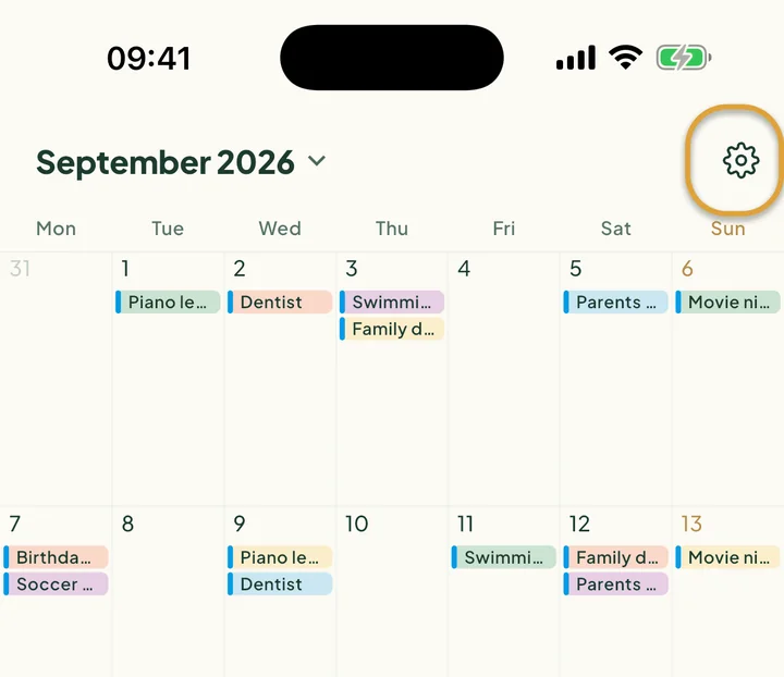 The Phone calendars section in the calendar settings