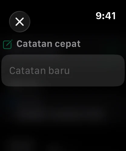 Catatan cepat di jam, siap didiktekan.