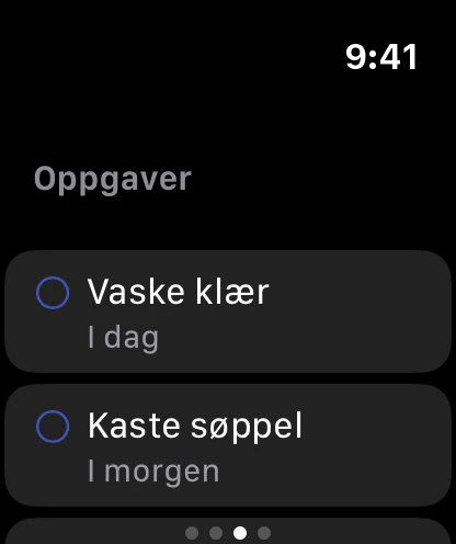 Siden Oppgaver på klokken med to åpne oppgaver, med frist i dag og i morgen.
