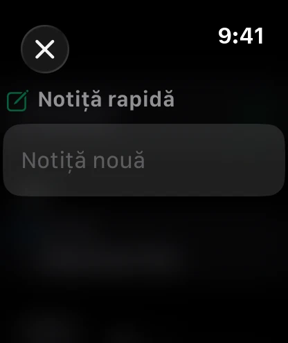 O notiță rapidă pe ceas, gata de dictat.