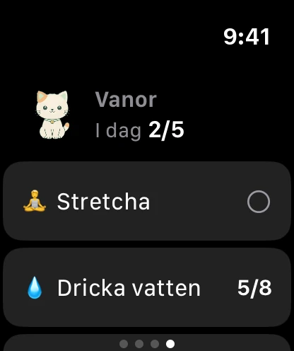 Sidan Vanor på klockan: Minzi, 2 av 5 klara i dag, och de första vanorna.
