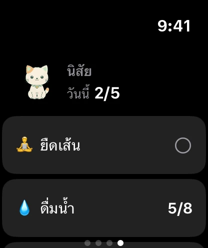 หน้านิสัยบนนาฬิกา: Minzi วันนี้เสร็จ 2 จาก 5 และนิสัยแรก ๆ