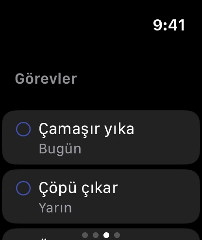 Saatte Görevler sayfası: bugün ve yarın bitecek iki açık görev.